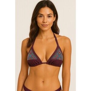 NINETY SIX DEGREES PURPLE BEADED FRONT TRIANGLE BIKINI TOP SIZE: S NWT